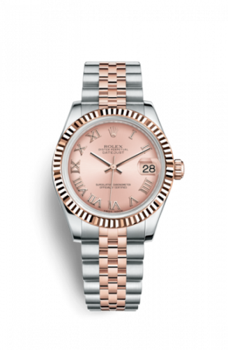 Rolex Datejust 31 Rolesor Everose Fluted Jubilee Pink Roman