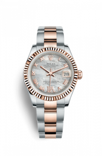 Rolex Datejust 31 Rolesor Everose Fluted Oyster MOP Roman
