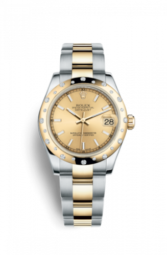 Rolex Datejust 31 Rolesor Yellow Domed Diamond Oyster Champagne
