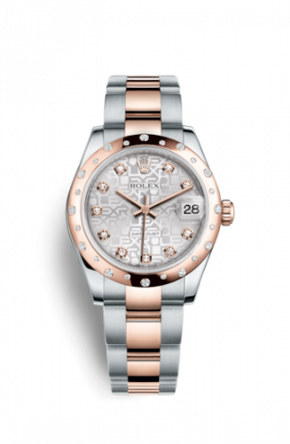 Rolex Datejust 31 Rolesor Everose Domed Diamond Oyster Silver Computer