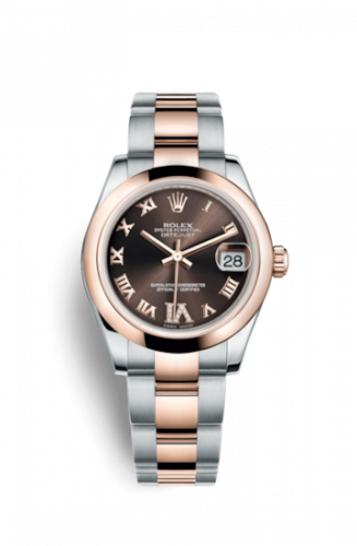 Rolex Datejust 31 Rolesor Everose Domed Oyster Chocolate Roman