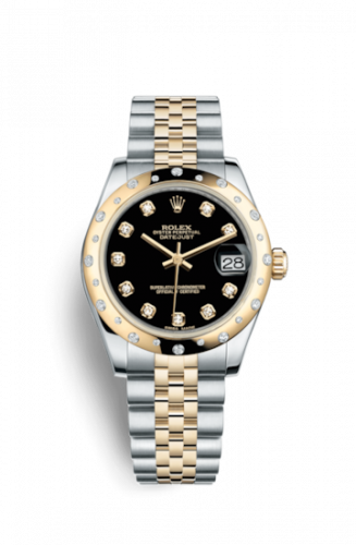 Rolex Datejust 31 Rolesor Yellow Domed Diamond Jubilee Black Diamond