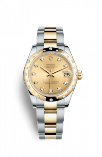 Rolex Datejust 31 Rolesor Yellow Domed Diamond Oyster Champagne Diamond