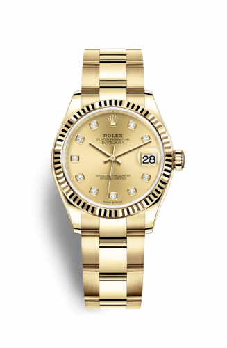 Rolex Datejust 31 Yellow Gold Fluted Champagne - Diamond Oyster