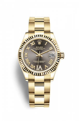 Rolex Datejust 31 Yellow Gold Fluted Grey - Roman Oyster
