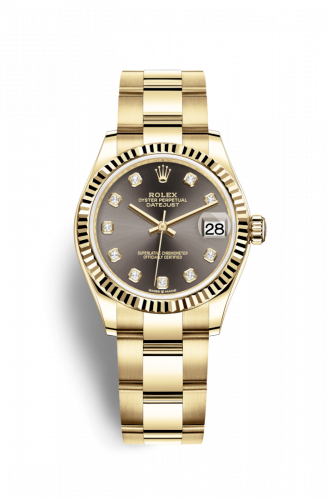 Rolex Datejust 31 Yellow Gold Fluted Grey - Diamond Oyster
