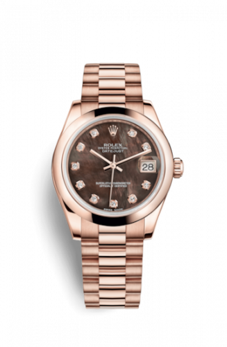 Rolex Datejust 31 Everose Domed President Black MOP
