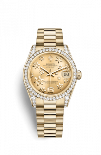 Rolex Datejust 31 Yellow Gold Diamond President Champagne Floral