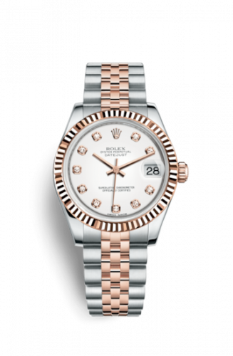 Rolex Datejust 31 Rolesor Everose Fluted Jubilee White Diamond