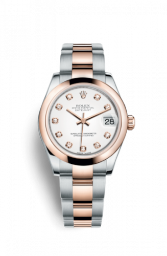 Rolex Datejust 31 Rolesor Everose Domed Oyster White Diamond