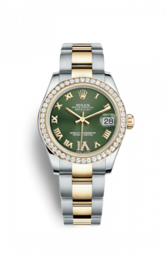 Rolex Datejust 31 Rolesor Yellow Diamond Oyster Green Roman