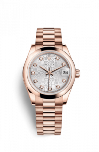 Rolex Datejust 31 Everose Domed President Silver Computer