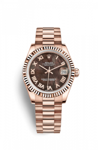Rolex Datejust 31 Everose Fluted President Black MOP Roman