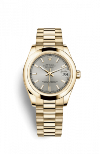 Rolex Datejust 31 Yellow Gold Domed President Silver