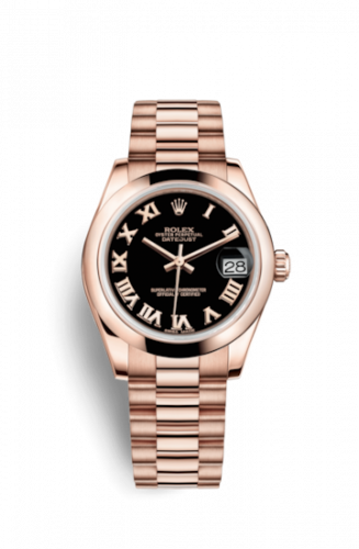 Rolex Datejust 31 Everose Domed President Black Roman