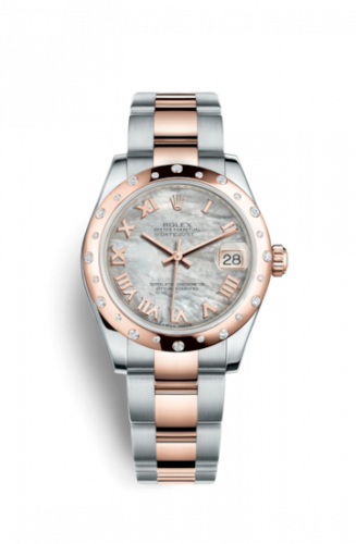 Rolex Datejust 31 Rolesor Everose Domed Diamond Oyster MOP Roman