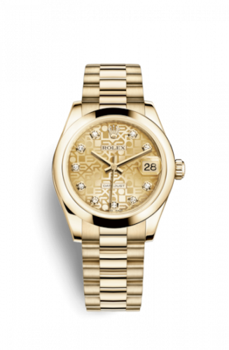 Rolex Datejust 31 Yellow Gold Domed President Champagne Computer
