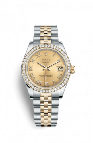 Rolex Datejust 31 Rolesor Yellow Diamond Jubilee Champagne Roman