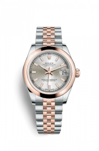 Rolex Datejust 31 Rolesor Everose Domed Jubilee Silver