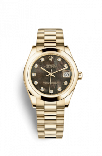 Rolex Datejust 31 Yellow Gold Domed President Black MOP