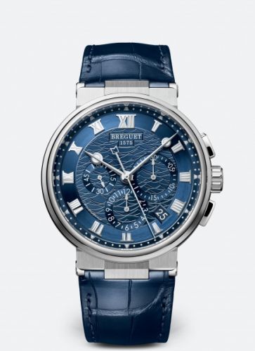 Breguet Marine Chronograph 5527 White Gold Blue Alligator