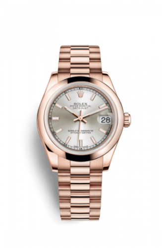 Rolex Datejust 31 Everose Domed President Silver