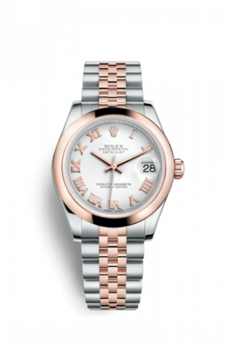 Rolex Datejust 31 Rolesor Everose Domed Jubilee White Roman