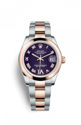 Rolex Datejust 31 Rolesor Everose Domed Oyster Purple Roman
