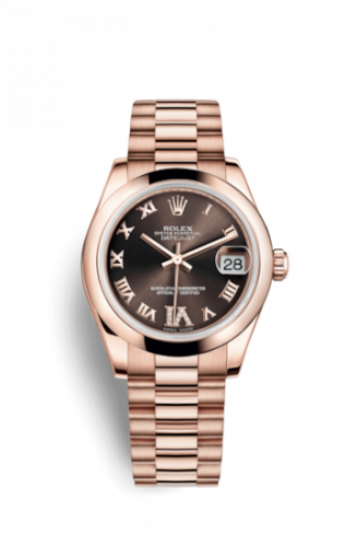 Rolex Datejust 31 Everose Domed President Chocolate Roman