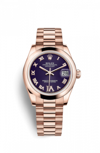 Rolex Datejust 31 Everose Domed President Purple Roman