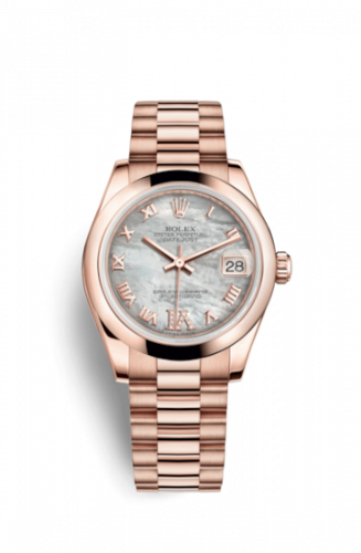 Rolex Datejust 31 Everose Domed President MOP Roman
