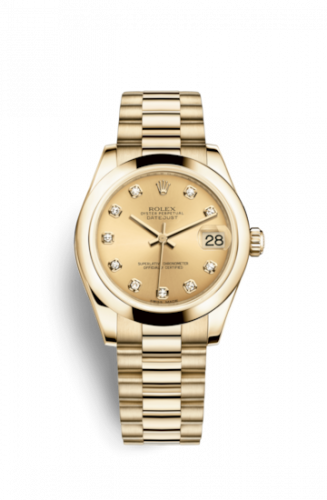 Rolex Datejust 31 Yellow Gold Domed President Champagne Diamond
