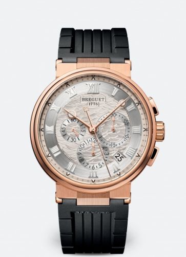 Breguet Marine Chronograph 5527 Rose Gold Silver Rubber