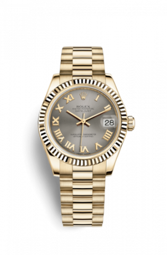 Rolex Datejust 31 Yellow Gold Fluted President Steel Roman