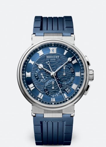 Breguet Marine Chronograph 5527 White Gold Blue Rubber
