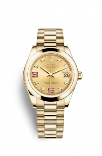 Rolex Datejust 31 Yellow Gold Domed President Champagne Diamond