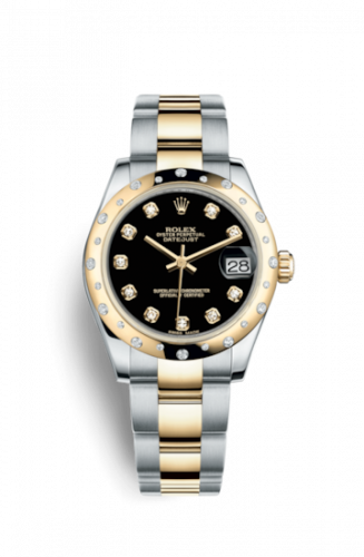 Rolex Datejust 31 Rolesor Yellow Domed Diamond Oyster Black Diamond