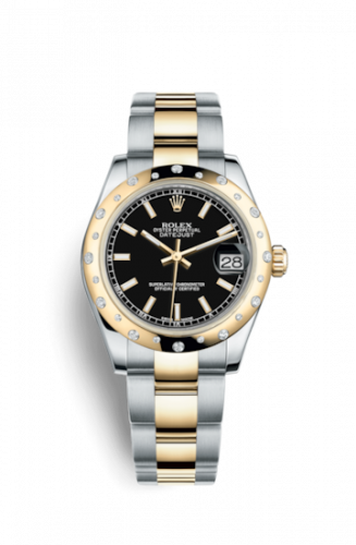 Rolex Datejust 31 Rolesor Yellow Domed Diamond Oyster Black