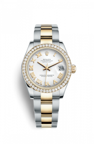 Rolex Datejust 31 Rolesor Yellow Diamond Oyster White Roman