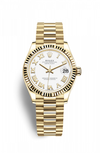 Rolex Datejust 31 Yellow Gold Fluted White - Roman President