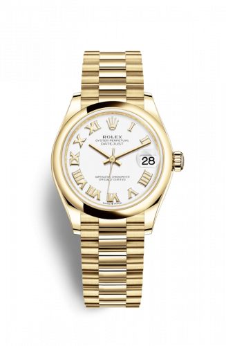 Rolex Datejust 31 Yellow Gold Domed White - Roman President