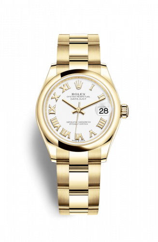 Rolex Datejust 31 Yellow Gold Domed White - Roman Oyster