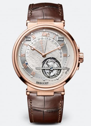 Breguet Marine Tourbillon Equation of Time 5887 Rose Gold Silver Alligator