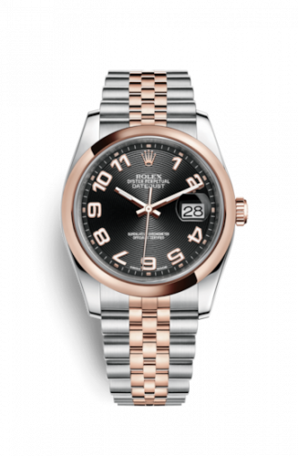 Rolex Datejust 36 Rolesor Everose Domed Jubilee Black Arabic