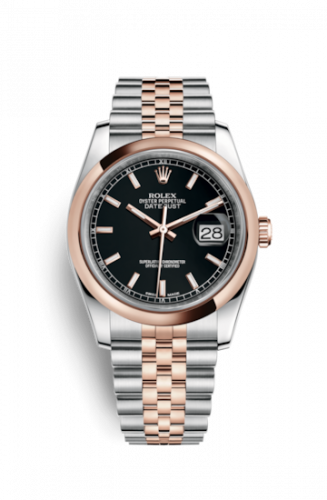 Rolex Datejust 36 Rolesor Everose Domed Jubilee Black