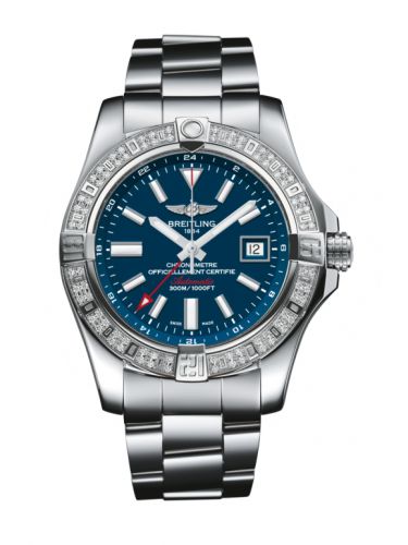 Breitling Avenger II GMT Stainless Steel Diamond Mariner Blue Bracelet