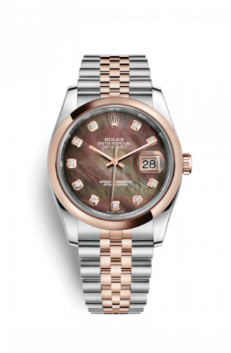 Rolex Datejust 36 Rolesor Everose Domed Jubilee Black MOP