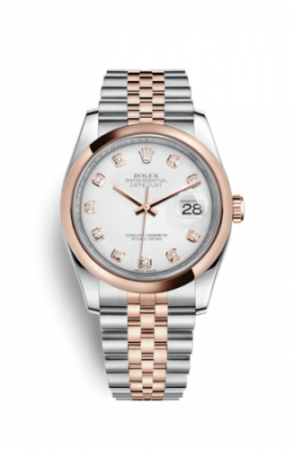 Rolex Datejust 36 Rolesor Everose Domed Jubilee White Diamond