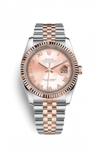 Rolex Datejust 36 Rolesor Everose Fluted Jubilee Pink Roman