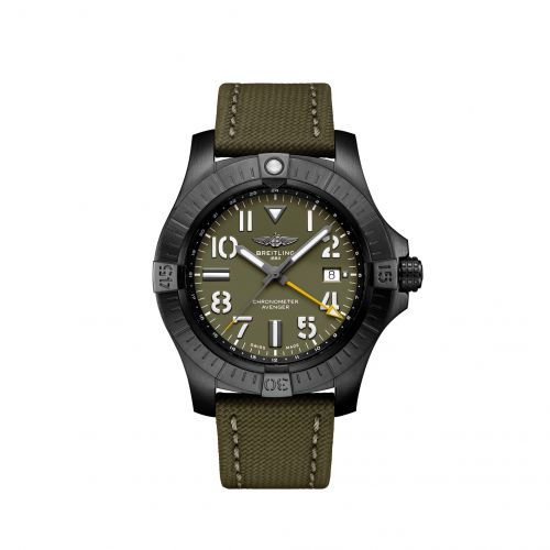 Breitling Avenger Automatic GMT 45 Night Mission Green Military Pin